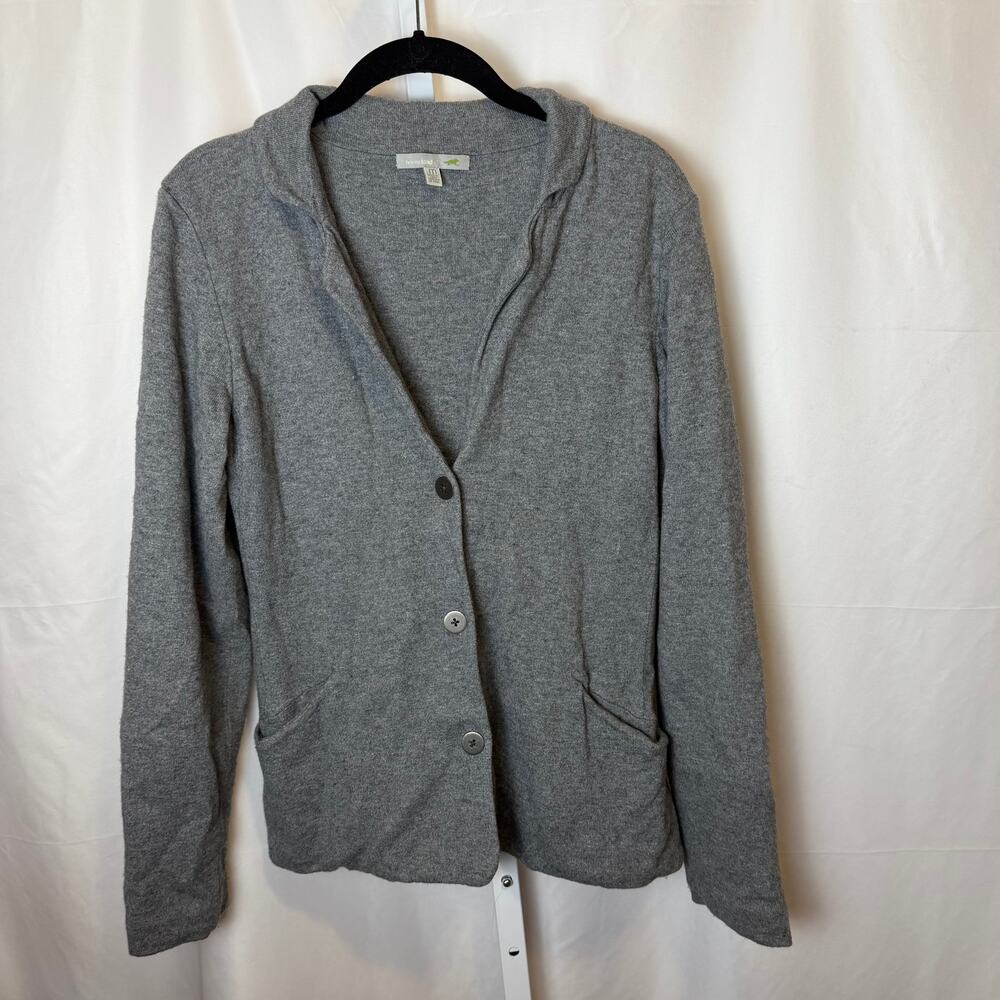 Horny Toad Gray Hooded Thick Cardigan Wool Cashmere Blend Women’s M Quiet Luxury